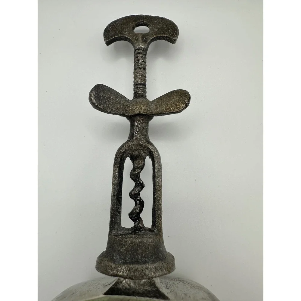 Vintage Style Corkscrew Handle Ice Scoop Cast Metal Industrial Barware Silver